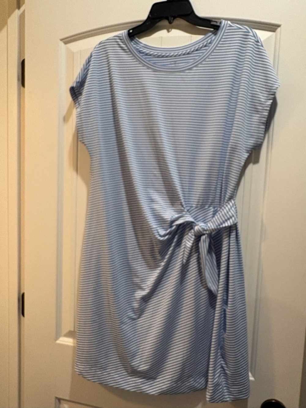 Vineyard Vines Light Blue & White Striped Knot-Front Mini Dress